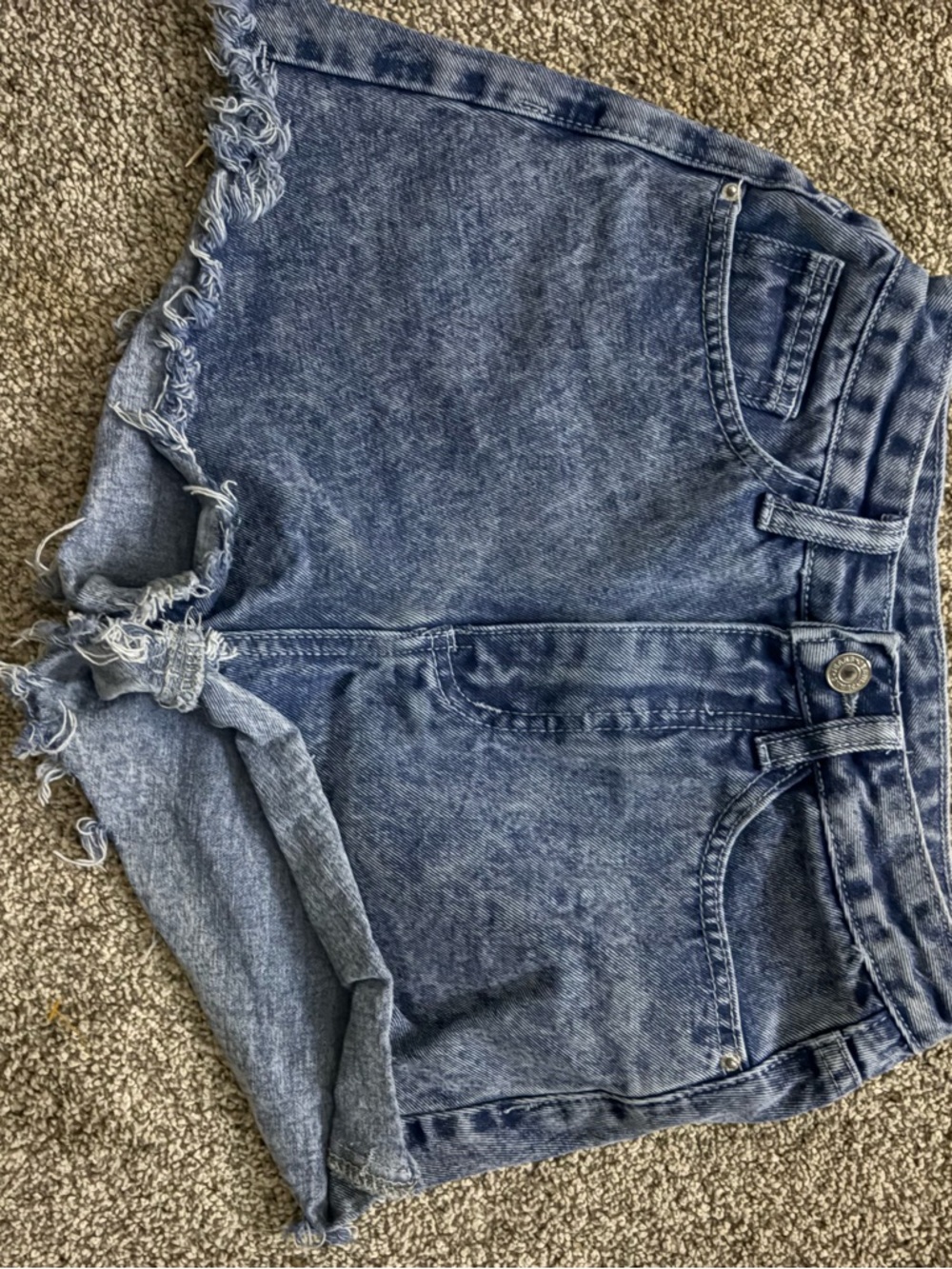 High-Rise Washed Blue Denim Shorts for Women